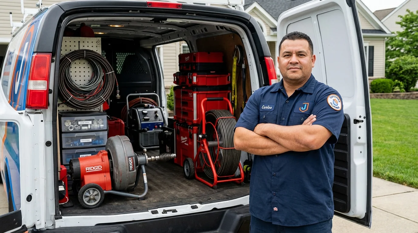 Professional drain cleaning equipment and Johns Plumbing LLC plumber in Holliston