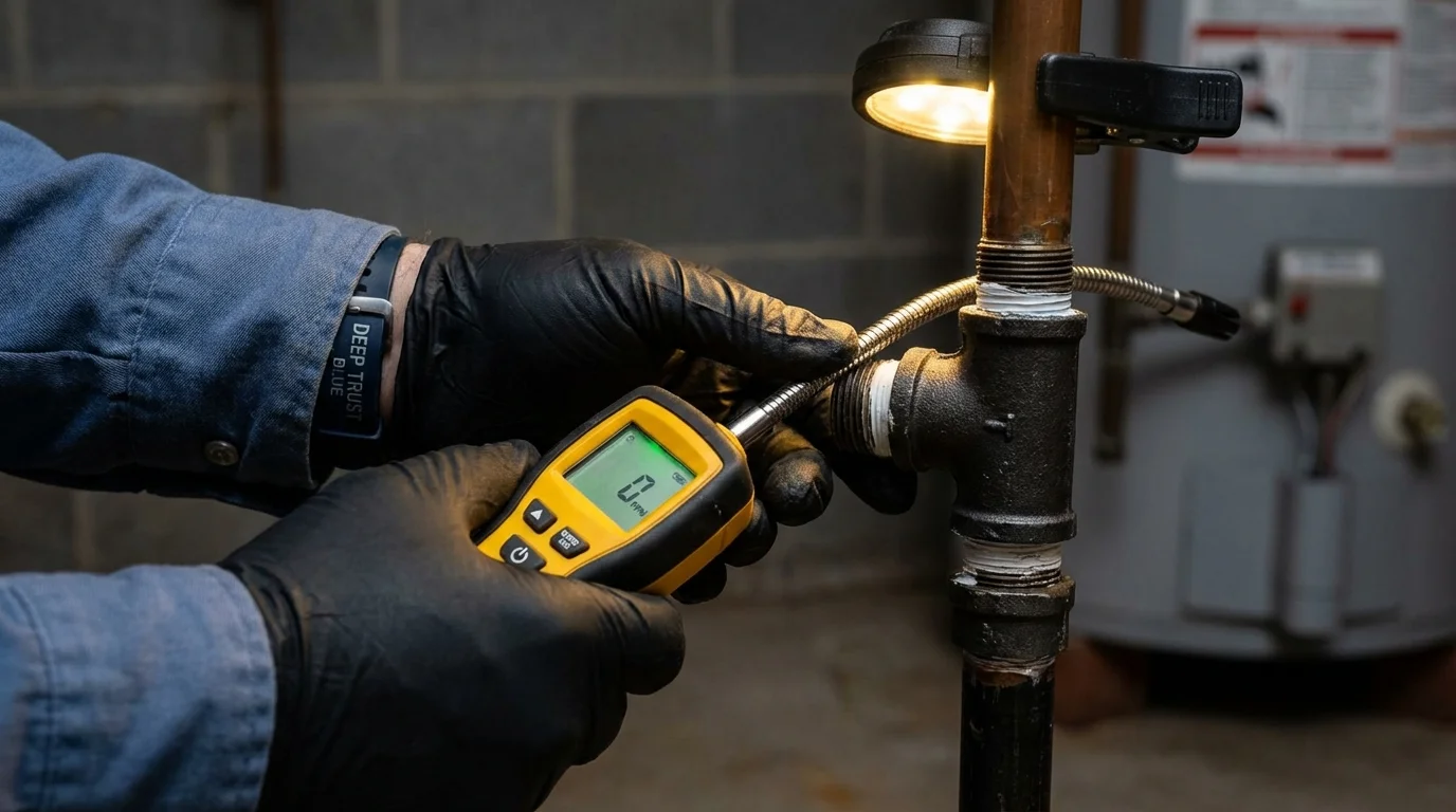 Gas leak detection with electronic sniffer by Johns Plumbing LLC in Holliston