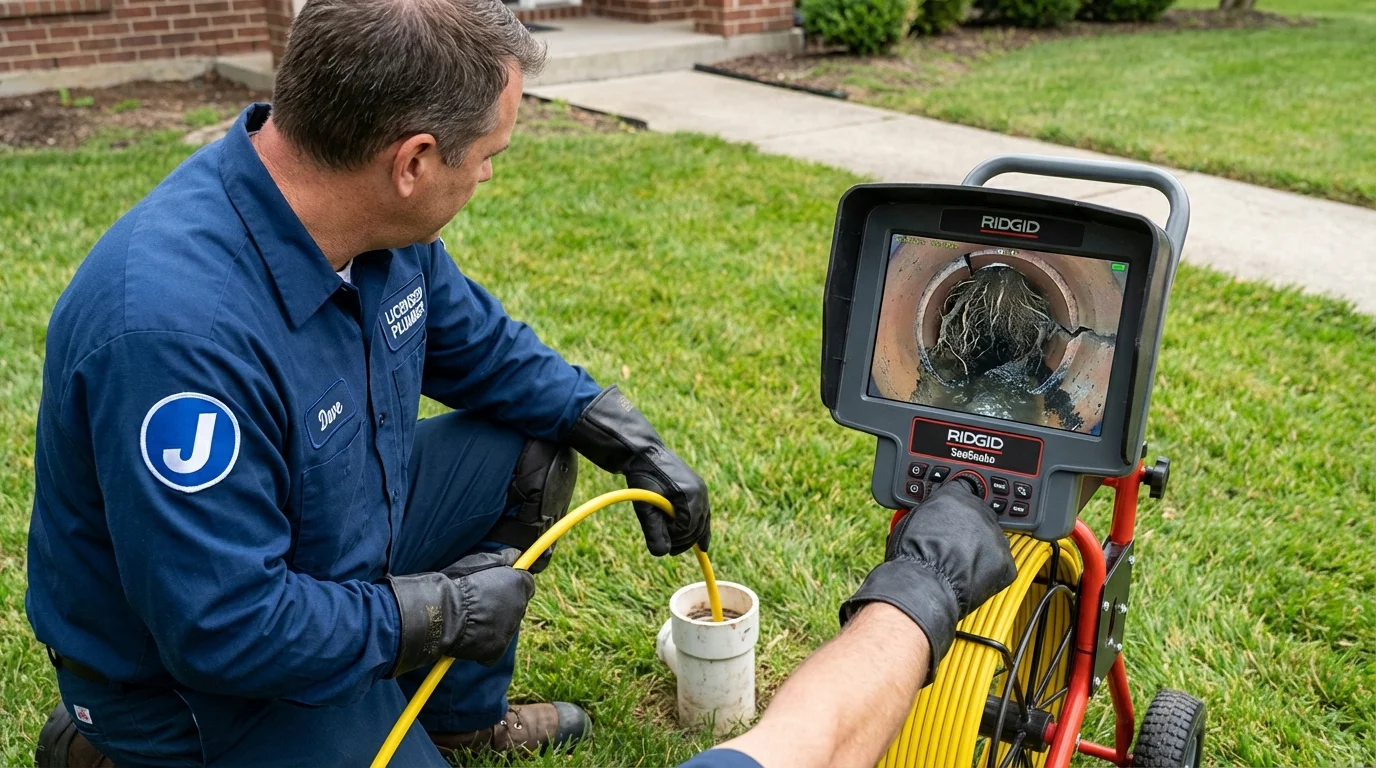 Sewer camera inspection being performed by Johns Plumbing LLC in Holliston
